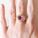 Vintage-Ring aus 18-karätigem Gelbgold mit violettem Saphir (ca. 3 Karat), 70er Jahre
