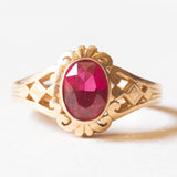 Vintage-Ring aus 14-karätigem Gelbgold mit synthetischem Rubin (ca. 1.50 ct), 40er Jahre