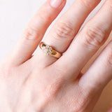 Vintage-Ring aus 14-karätigem Gelb- und Weißgold mit Diamanten im Brillantschliff (ca. 0.30 ctw), 60er Jahre