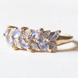 Vintage-Ring aus 9 Karat Gelb- und Weißgold mit Tansanit und Diamant, 70er Jahre