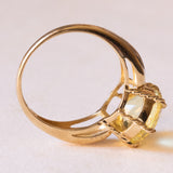 Vintage 9 Karat Gelbgold & Weißgold Citrin (ca. 6 Karat) Cocktailring, 60er Jahre