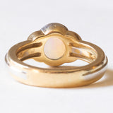 Vintage-Ring aus 18-karätigem Gelb- und Weißgold mit Opal (ca. 0.90 ct) und Diamanten im Brillantschliff (ca. 0.06 ctw), 70er Jahre