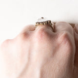 Vintage Gänseblümchenring aus 8 Karat Gelbgold mit Granaten und Bergkristall, 60er Jahre