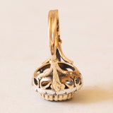 Vintage-Gänseblümchenring aus 18-karätigem Gelbgold und Silber mit Saphir (ca. 2 ct) und Diamanten im Brillantschliff (ca. 0.42 ctw), 50er/60er Jahre