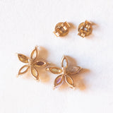 Vintage-Blumenohrringe aus 9-karätigem Gelbgold mit blauem Topas, rosa Turmalin, Citrin, Amethyst und grünem Turmalin, 80er Jahre