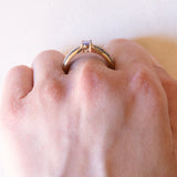 Vintage Ring aus 9 Karat Gelbgold mit Tansanit, Saphir und Diamant, 70er Jahre