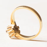Bague vintage en or jaune 14 carats avec diamants taillés en brillant (environ 0.20 ct), années 70