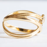 Vintage-Ring aus 18-karätigem Gelbgold mit Diamanten im Brillantschliff (ca. 0.06 ctw), 70er/80er Jahre