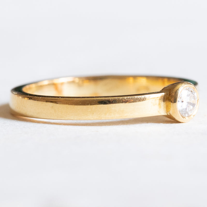 Solitario vintage in oro giallo 18K con diamante di taglio brillante (0.15ct ca.), anni ‘70