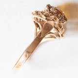 Vintage Ring aus 18 Karat Gelbgold mit synthetischem orangefarbenem Saphir (ca. 3 Karat), 60er Jahre