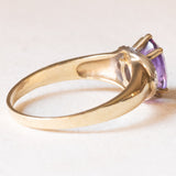 Vintage-Ring aus 9-karätigem Gelbgold und Weißgold mit Amethyst (ca. 1 Karat) und Diamanten, 60er/70er Jahre