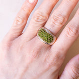 Vintage Ring aus 14 Karat Gelb- und Weißgold mit Peridot und Diamanten, 70er Jahre