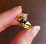 Vintage-Ring aus 18 Karat Gelbgold mit Saphir und Diamant, 60er Jahre