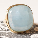 Vintage Ring in 9K Gelbgold mit Aquamarin (ca. 21.80ct), 60er/70er Jahre