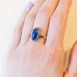 Vintage-Ring aus 9-karätigem Gelbgold mit Lapislazuli, 50er/60er Jahre