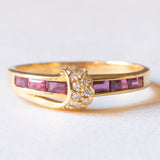 Vintage 18 Karat Gelbgold Ring mit Rubinen und Diamanten, 70er Jahre