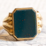 Vintage 8K Gelbgold Heliotrop (Blutstein) Siegelring, 50er/60er Jahre