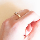 Vintage-Riviera-Ring aus 14-karätigem Gelbgold und Weißgold mit rosa Morganiten (ca. 0.50 ctw) und Diamanten (ca. 0.04 ctw), 70er Jahre