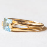 Vintage-Ring aus 18-karätigem Gelbgold mit blauem Topas im Prinzessschliff, 70er Jahre