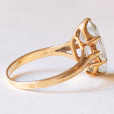 Vintage-Ring aus 18 Karat Gelbgold mit blauem Stein, 50er/60er Jahre