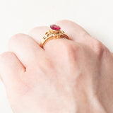 Vintage-Ring aus 14-karätigem Gelbgold mit synthetischem Rubin (ca. 1.50 ct), 40er Jahre