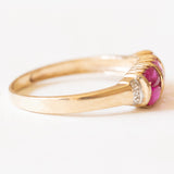 Vintage-Ring aus 9-karätigem Gelb- und Weißgold mit synthetischen Rubinen (ca. 0.80 ctw) und Diamanten, 70er/80er Jahre