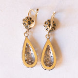 Vintage 18 Karat Gelbgold- und Silber-Ohrringe im Rosettenschliff mit Diamanten im antiken Stil