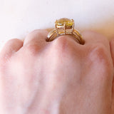 Vintage 9 Karat Gelbgold & Weißgold Citrin (ca. 6 Karat) Cocktailring, 60er Jahre