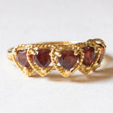 Vintage-Granatring aus 18-karätigem Gelbgold mit Herzschliff, 80er Jahre
