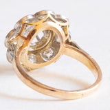 Vintage-Gänseblümchenring aus 18-karätigem Gelb- und Weißgold mit Diamanten (ca. 1.35 ctw), 50er/60er Jahre