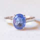 Vintage-Solitärring aus 18 Karat Weißgold mit Iolith (ca. 1.70 ct), 80er Jahre