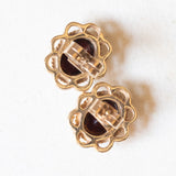 Vintage 9K Gelbgold Granat Ohrringe, 50er/60er Jahre