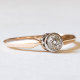 Antiker Solitär aus 14-karätigem Gelbgold und Silber im Old-Mine-Schliff (ca. 0.30 ct), 10er Jahre