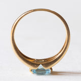 Vintage-Ring aus 18-karätigem Gelbgold mit blauem Topas im Prinzessschliff, 70er Jahre