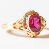 Vintage-Ring aus 14-karätigem Gelbgold mit synthetischem Rubin (ca. 1.50 ct), 40er Jahre
