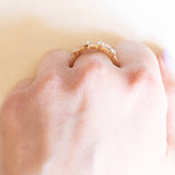 Vintage-Riviera-Ring aus 14-karätigem Gelbgold und Weißgold mit rosa Morganiten (ca. 0.50 ctw) und Diamanten (ca. 0.04 ctw), 70er Jahre