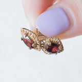 Vintage 9K Gelbgold & Silber Granat Ohrringe, 40er/50er Jahre