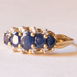 Vintage Ring aus 14 Karat Gelb- und Weißgold mit Saphiren und Diamanten, 60er Jahre