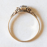 Antiker Diamant-Solitär im Brillantschliff aus 14 Karat Gelbgold und Silber, 20er/30er Jahre