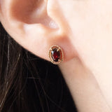 Vintage-Ohrringe aus 9-karätigem Gelbgold mit Granaten, 80er Jahre