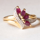 Vintage-Ring aus 18 Karat Gelbgold und Weißgold mit synthetischem Rubin und Diamant, 60er/70er Jahre