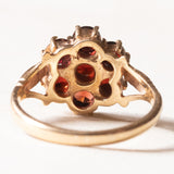 Vintage 9K Gelbgold Granat Gänseblümchen Ring, 90er Jahre