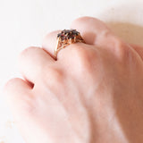 Vintage 9K Gelbgold Granat Gänseblümchen Ring, 90er Jahre