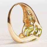 Vintage-Ring aus 14-karätigem Gelbgold und Weißgold mit Peridot (ca. 3.20 ctw) und Diamant, 70er/80er Jahre