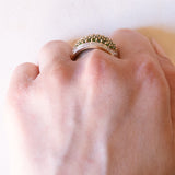 Vintage Ring aus 14 Karat Gelb- und Weißgold mit Peridot und Diamanten, 70er Jahre