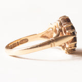 Vintage 9K Gelbgold Granat Gänseblümchen Ring, 90er Jahre