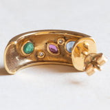 Vintage 14K Goldohrringe mit Diamanten, Rubinen, Smaragden und Saphiren, 70er / 80er Jahre