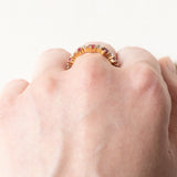 Halbe Ewigkeit aus 18-karätigem Gelbgold mit Rubinen (ca. 0.60 ctw) und Diamanten im Brillantschliff (ca. 0.42 ctw), 70er/80er Jahre