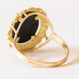 Vintage-Ring aus 18-karätigem Gelbgold mit Achat-Kamee, 50er/60er Jahre