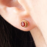 Boucles d'oreilles vintage point lumineux en or jaune 9K avec opales de feu, 90